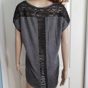 Cap Sleeve Crocheted Top XL Boho  T-shirt